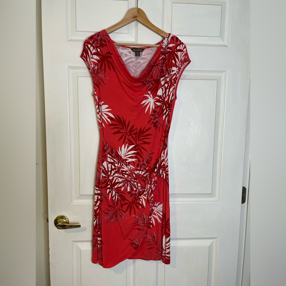 Tommy Bahama Red and White Leaf Print Dress